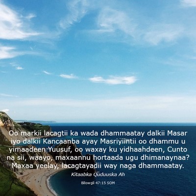 Picture 03 - Bilowgii 47:15 SOM - Oo markii lacagtii ka wada dhammaatay dalkii - Bible Verse Picture