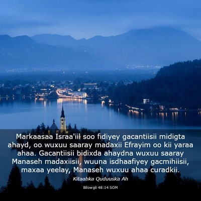Picture 03 - Bilowgii 48:14 SOM - Markaasaa Israa'iil soo fidiyey gacantiisii - Bible Verse Picture