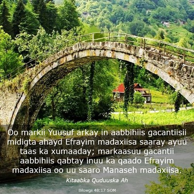 Picture 03 - Bilowgii 48:17 SOM - Oo markii Yuusuf arkay in aabbihiis gacantiisii - Bible Verse Picture