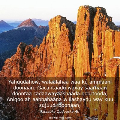 Picture 03 - Bilowgii 49:8 SOM - Yahuudahow, walaalahaa waa ku ammaani doonaan. - Bible Verse Picture