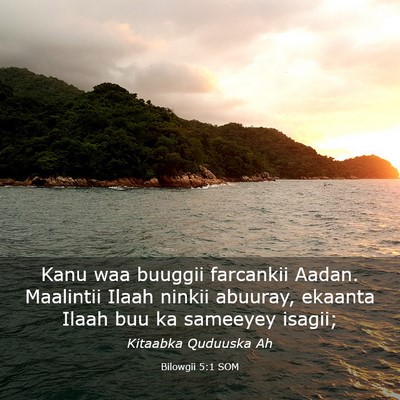 Picture 03 - Bilowgii 5:1 SOM - Kanu waa buuggii farcankii Aadan. Maalintii Ilaah - Bible Verse Picture