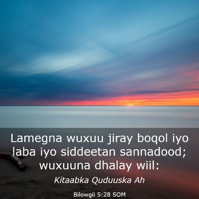 Picture 03 - Bilowgii 5:28 SOM - Lamegna wuxuu jiray boqol iyo laba iyo siddeetan - Bible Verse Picture