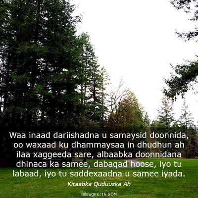 Picture 03 - Bilowgii 6:16 SOM - Waa inaad dariishadna u samaysid doonnida, oo - Bible Verse Picture