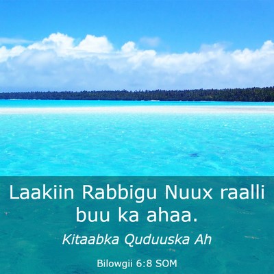 Picture 03 - Bilowgii 6:8 SOM - Laakiin Rabbigu Nuux raalli buu ka - Bible Verse Picture