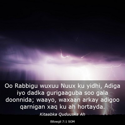 Picture 03 - Bilowgii 7:1 SOM - Oo Rabbigu wuxuu Nuux ku yidhi, Adiga iyo dadka - Bible Verse Picture