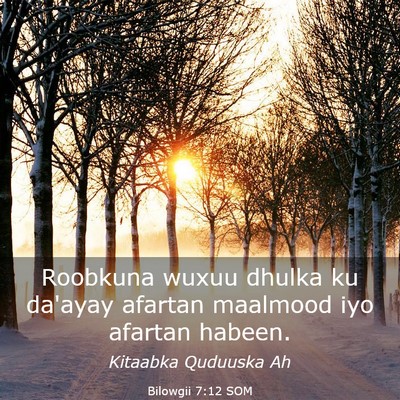 Picture 03 - Bilowgii 7:12 SOM - Roobkuna wuxuu dhulka ku da'ayay afartan maalmood - Bible Verse Picture