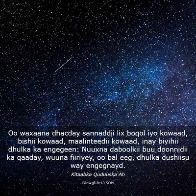 Picture 03 - Bilowgii 8:13 SOM - Oo waxaana dhacday sannaddii lix boqol iyo - Bible Verse Picture