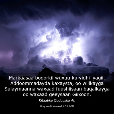 Picture 03 - Boqorradii Kowaad 1:33 SOM - Markaasaa boqorkii wuxuu ku yidhi iyagii, - Bible Verse Picture