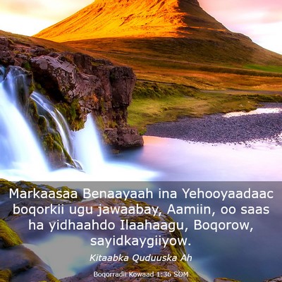 Picture 03 - Boqorradii Kowaad 1:36 SOM - Markaasaa Benaayaah ina Yehooyaadaac boqorkii ugu - Bible Verse Picture