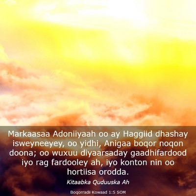 Picture 03 - Boqorradii Kowaad 1:5 SOM - Markaasaa Adoniiyaah oo ay Haggiid dhashay - Bible Verse Picture