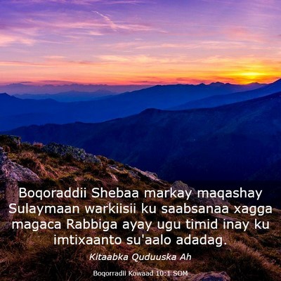 Picture 03 - Boqorradii Kowaad 10:1 SOM - Boqoraddii Shebaa markay maqashay Sulaymaan - Bible Verse Picture