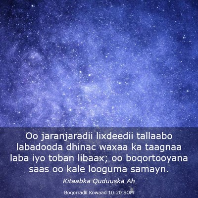 Picture 03 - Boqorradii Kowaad 10:20 SOM - Oo jaranjaradii lixdeedii tallaabo labadooda - Bible Verse Picture