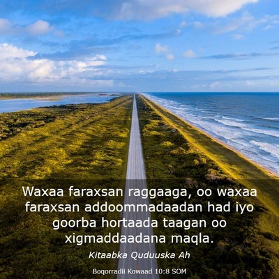 Picture 03 - Boqorradii Kowaad 10:8 SOM - Waxaa faraxsan raggaaga, oo waxaa faraxsan - Bible Verse Picture