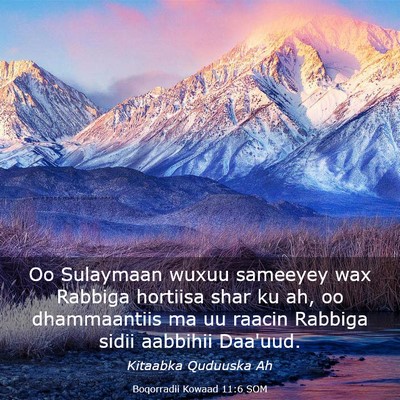 Picture 03 - Boqorradii Kowaad 11:6 SOM - Oo Sulaymaan wuxuu sameeyey wax Rabbiga hortiisa - Bible Verse Picture