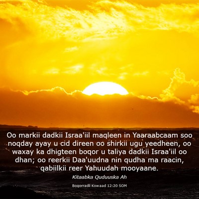Picture 03 - Boqorradii Kowaad 12:20 SOM - Oo markii dadkii Israa'iil maqleen in Yaaraabcaam - Bible Verse Picture