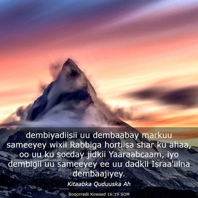 Picture 03 - Boqorradii Kowaad 16:19 SOM - dembiyadiisii uu dembaabay markuu sameeyey wixii - Bible Verse Picture