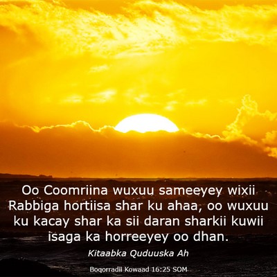 Picture 03 - Boqorradii Kowaad 16:25 SOM - Oo Coomriina wuxuu sameeyey wixii Rabbiga - Bible Verse Picture