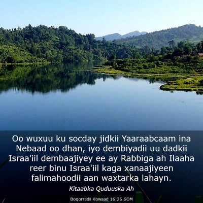 Picture 03 - Boqorradii Kowaad 16:26 SOM - Oo wuxuu ku socday jidkii Yaaraabcaam ina Nebaad - Bible Verse Picture