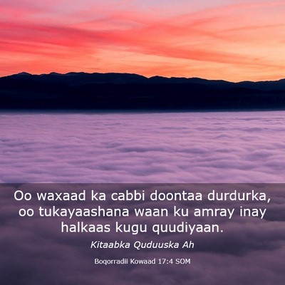 Picture 03 - Boqorradii Kowaad 17:4 SOM - Oo waxaad ka cabbi doontaa durdurka, oo - Bible Verse Picture