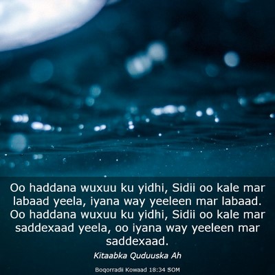 Picture 03 - Boqorradii Kowaad 18:34 SOM - Oo haddana wuxuu ku yidhi, Sidii oo kale mar - Bible Verse Picture