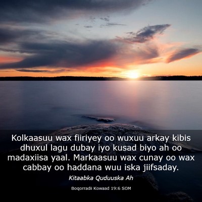 Picture 03 - Boqorradii Kowaad 19:6 SOM - Kolkaasuu wax fiiriyey oo wuxuu arkay kibis - Bible Verse Picture