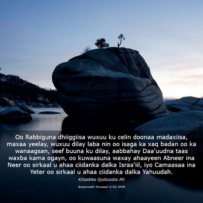 Picture 03 - Boqorradii Kowaad 2:32 SOM - Oo Rabbiguna dhiiggiisa wuxuu ku celin doonaa - Bible Verse Picture