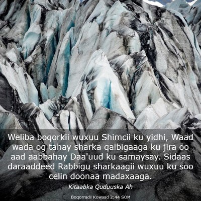Picture 03 - Boqorradii Kowaad 2:44 SOM - Weliba boqorkii wuxuu Shimcii ku yidhi, Waad wada - Bible Verse Picture