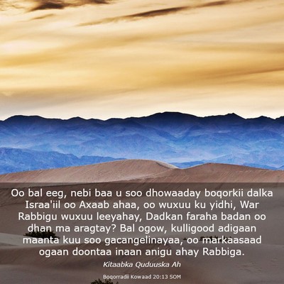 Picture 03 - Boqorradii Kowaad 20:13 SOM - Oo bal eeg, nebi baa u soo dhowaaday boqorkii - Bible Verse Picture