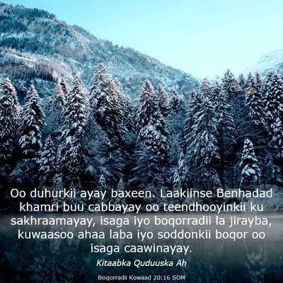 Picture 03 - Boqorradii Kowaad 20:16 SOM - Oo duhurkii ayay baxeen. Laakiinse Benhadad - Bible Verse Picture