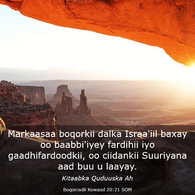 Picture 03 - Boqorradii Kowaad 20:21 SOM - Markaasaa boqorkii dalka Israa'iil baxay oo - Bible Verse Picture