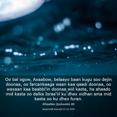 Picture 03 - Boqorradii Kowaad 21:21 SOM - Oo bal ogow, Axaabow, belaayo baan kugu soo dejin - Bible Verse Picture