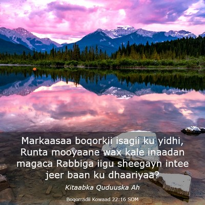 Picture 03 - Boqorradii Kowaad 22:16 SOM - Markaasaa boqorkii isagii ku yidhi, Runta - Bible Verse Picture