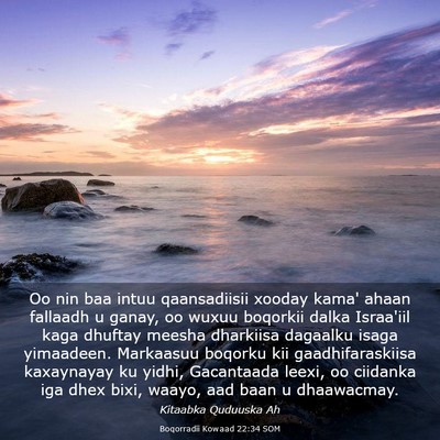 Picture 03 - Boqorradii Kowaad 22:34 SOM - Oo nin baa intuu qaansadiisii xooday kama' ahaan - Bible Verse Picture