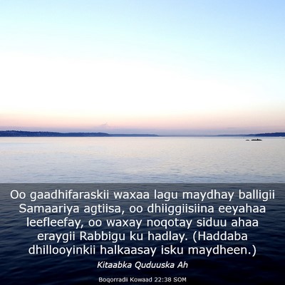 Picture 03 - Boqorradii Kowaad 22:38 SOM - Oo gaadhifaraskii waxaa lagu maydhay balligii - Bible Verse Picture