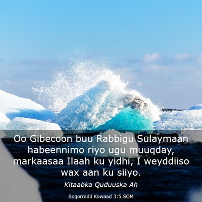 Picture 03 - Boqorradii Kowaad 3:5 SOM - Oo Gibecoon buu Rabbigu Sulaymaan habeennimo riyo - Bible Verse Picture