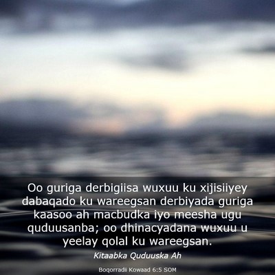 Picture 03 - Boqorradii Kowaad 6:5 SOM - Oo guriga derbigiisa wuxuu ku xijisiiyey dabaqado - Bible Verse Picture