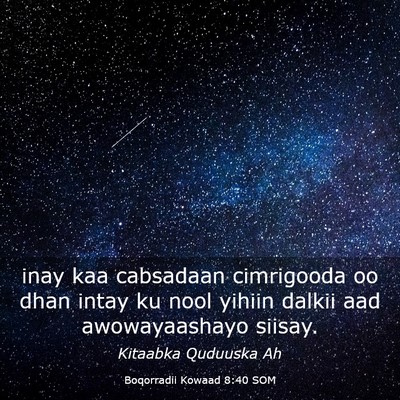 Picture 03 - Boqorradii Kowaad 8:40 SOM - inay kaa cabsadaan cimrigooda oo dhan intay ku - Bible Verse Picture