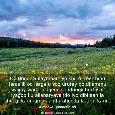 Picture 03 - Boqorradii Kowaad 8:5 SOM - Oo Boqor Sulaymaan iyo shirkii reer binu - Bible Verse Picture