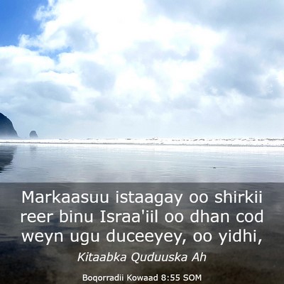 Picture 03 - Boqorradii Kowaad 8:55 SOM - Markaasuu istaagay oo shirkii reer binu Israa'iil - Bible Verse Picture