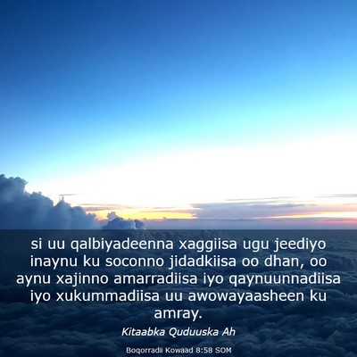 Picture 03 - Boqorradii Kowaad 8:58 SOM - si uu qalbiyadeenna xaggiisa ugu jeediyo inaynu - Bible Verse Picture