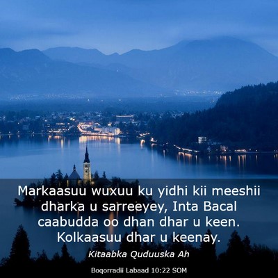Picture 03 - Boqorradii Labaad 10:22 SOM - Markaasuu wuxuu ku yidhi kii meeshii dharka u - Bible Verse Picture