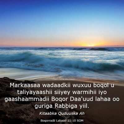 Picture 03 - Boqorradii Labaad 11:10 SOM - Markaasaa wadaadkii wuxuu boqol u taliyayaashii - Bible Verse Picture