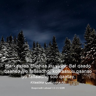 Picture 03 - Boqorradii Labaad 13:15 SOM - Markaasaa Eliishaa ku yidhi, Bal qaado qaanso iyo - Bible Verse Picture