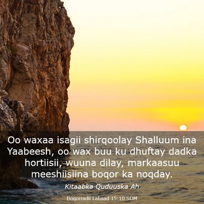 Picture 03 - Boqorradii Labaad 15:10 SOM - Oo waxaa isagii shirqoolay Shalluum ina Yaabeesh, - Bible Verse Picture