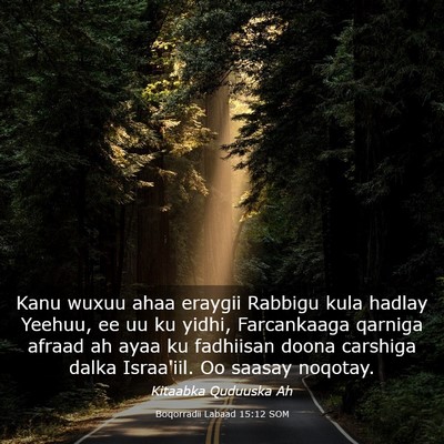 Picture 03 - Boqorradii Labaad 15:12 SOM - Kanu wuxuu ahaa eraygii Rabbigu kula hadlay - Bible Verse Picture