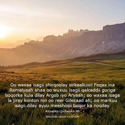 Picture 03 - Boqorradii Labaad 15:25 SOM - Oo waxaa isagii shirqoolay sirkaalkiisii Feqax - Bible Verse Picture