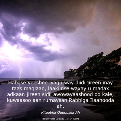 Picture 03 - Boqorradii Labaad 17:14 SOM - Habase yeeshee iyagu way diidi jireen inay taas - Bible Verse Picture