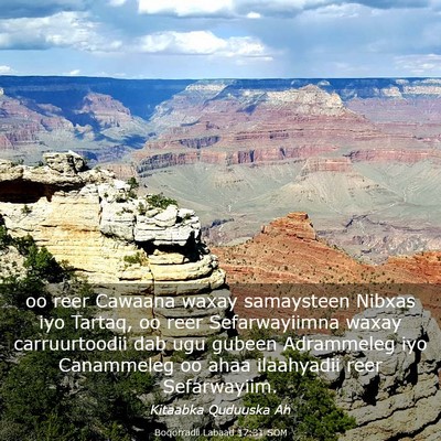 Picture 03 - Boqorradii Labaad 17:31 SOM - oo reer Cawaana waxay samaysteen Nibxas iyo - Bible Verse Picture