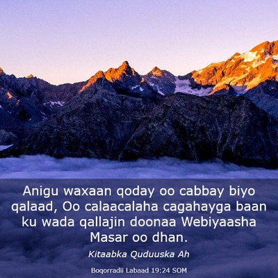 Picture 03 - Boqorradii Labaad 19:24 SOM - Anigu waxaan qoday oo cabbay biyo qalaad, Oo - Bible Verse Picture