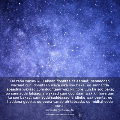 Picture 03 - Boqorradii Labaad 19:29 SOM - Oo tanu waxay kuu ahaan doontaa calaamad; - Bible Verse Picture